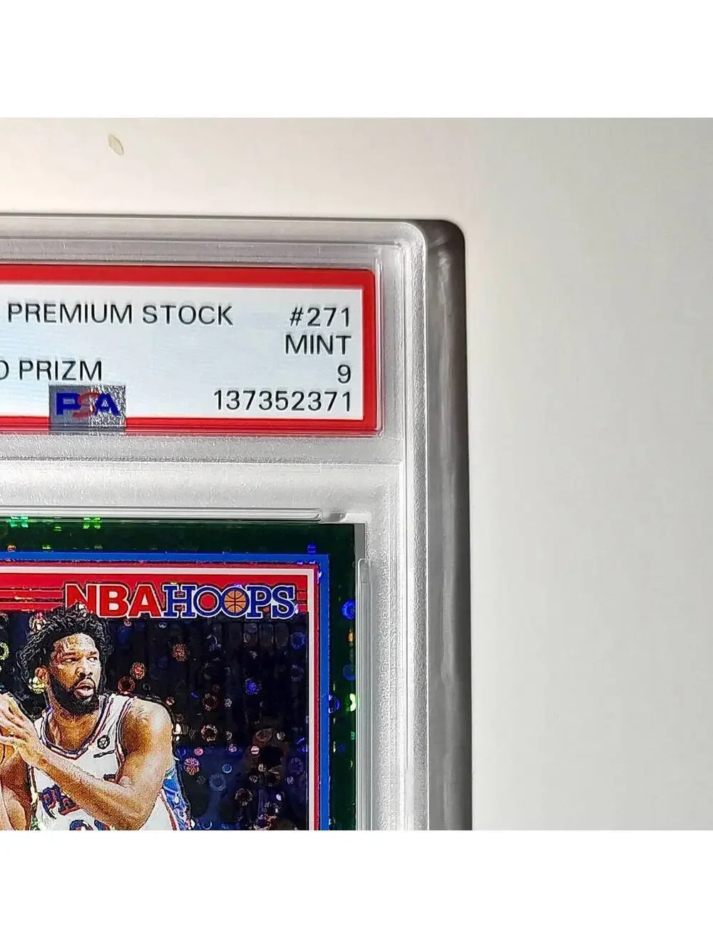 Joel Embiid 2023 Panini Hoops Premium #271 5/5 Green Disco Prizm PSA 9 Mint